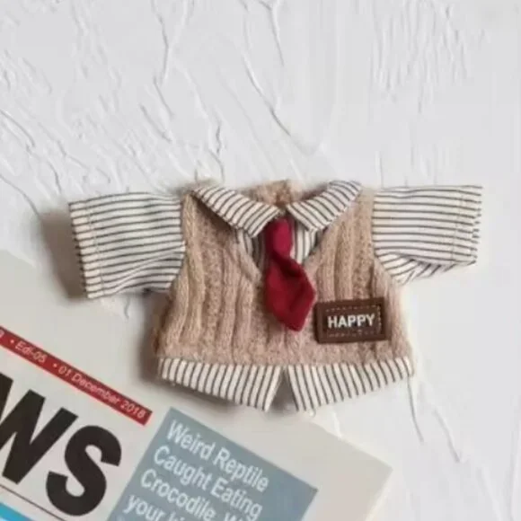 1 PIECE shirt vest with tie Fit Labubu doll clothes ( Labubu Not Included) - Picture 2 of 2